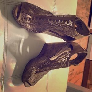 Lace cutout wedge heels size 8